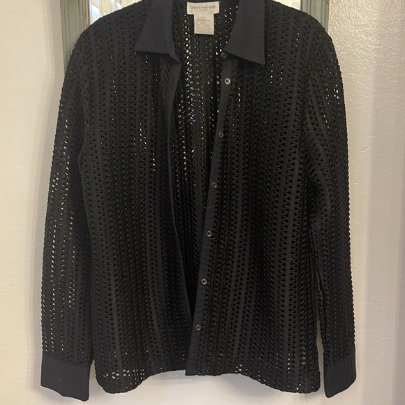 Jones NY Sport NWOT semi sheer button down top long sleeved L (pairing) - Picture 2 of 13